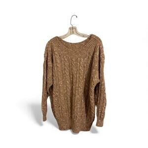 Liz Claiborne Vintage Wool blend Brown Cable Knit Sweater